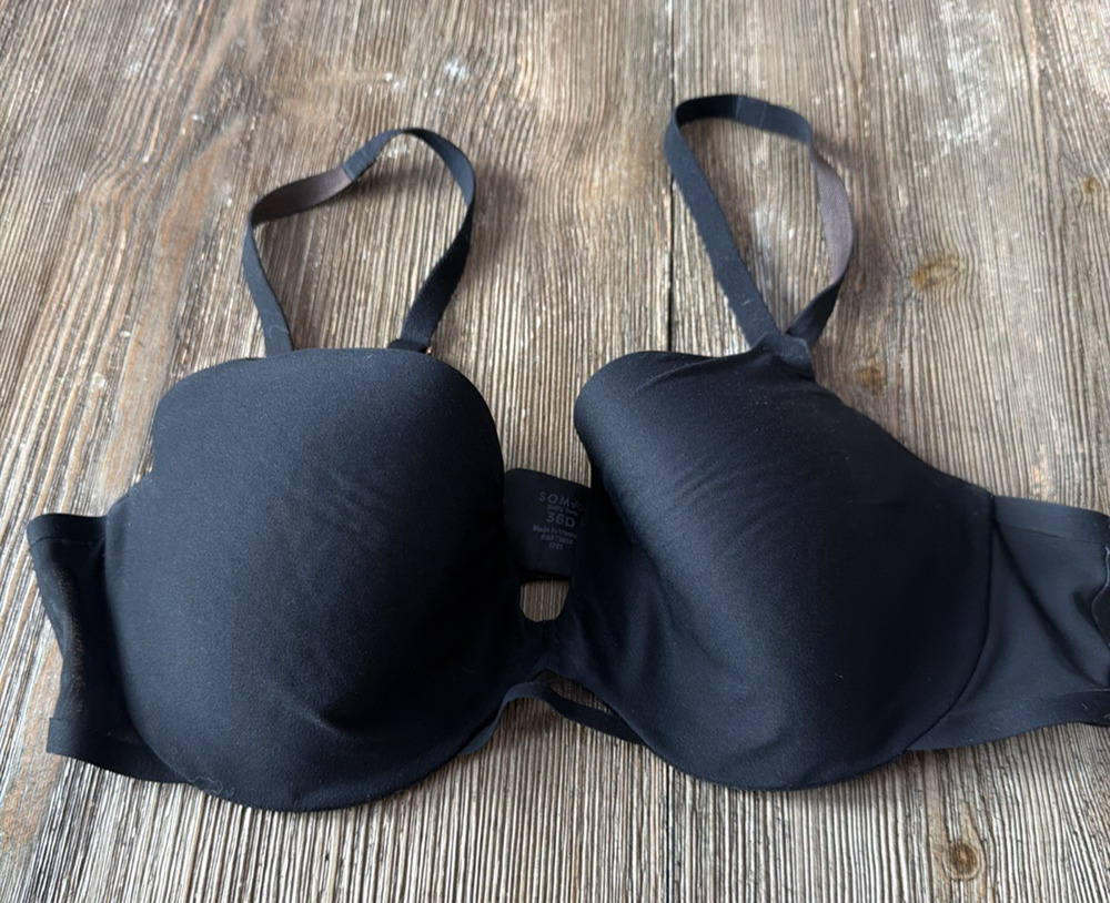 Soma Bra Size 36D Bodify Demi Solid Black T Shirt Lined UW Underwire full